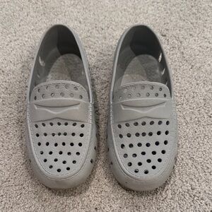 Kids Light Gray Perforated Slip-On Loafers